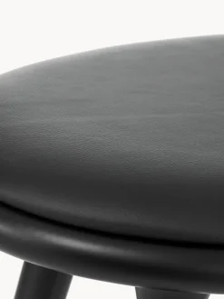 Taburetes Altos|Sillas></noscript>Mater Taburete alto de madera de haya y cuero High Stool Cuero negro, madera de haya negro pintado