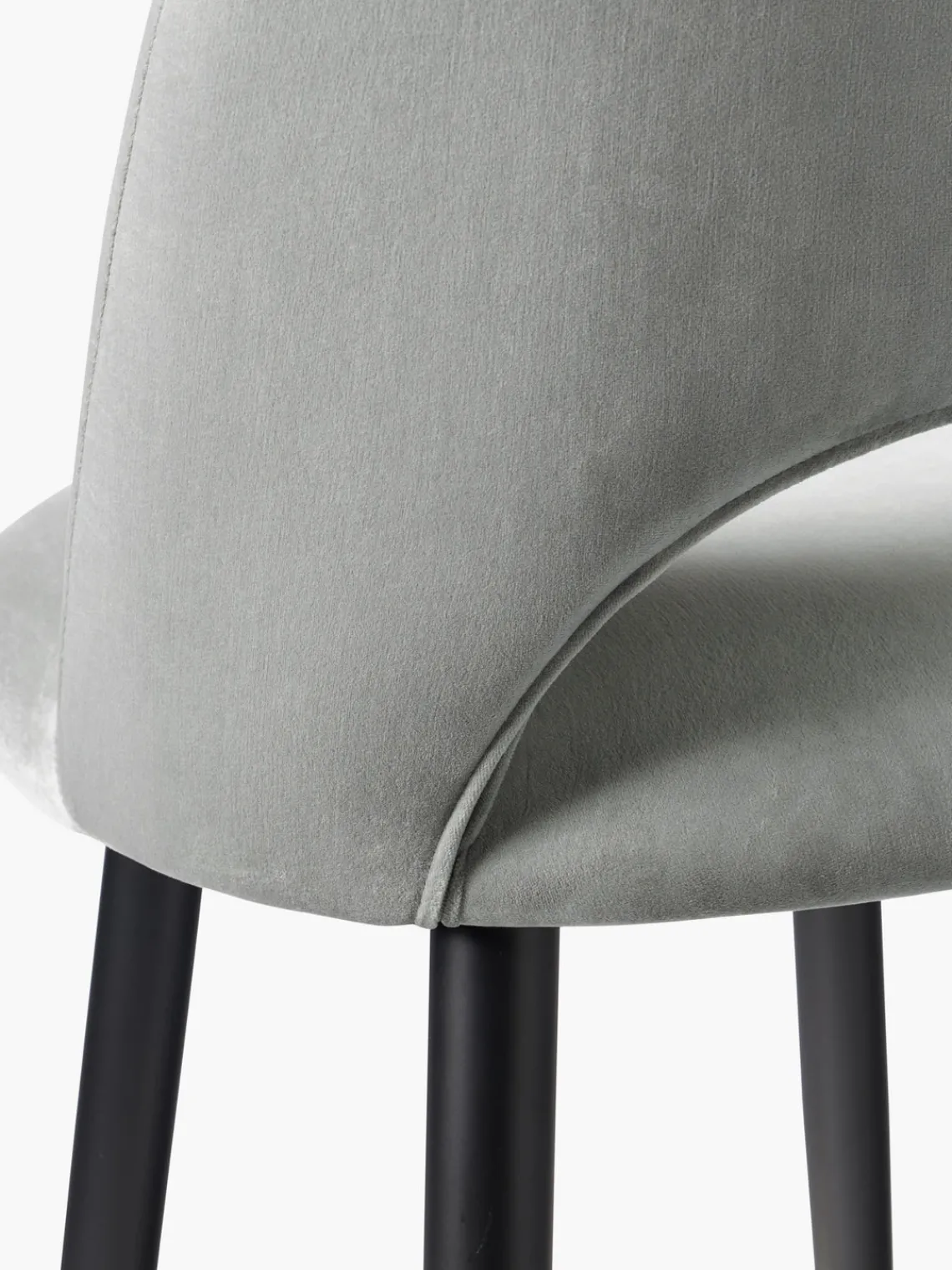 Taburetes Altos|Sillas>Westwing Collection Taburete alto de terciopelo Rachel Terciopelo gris claro, negro mate