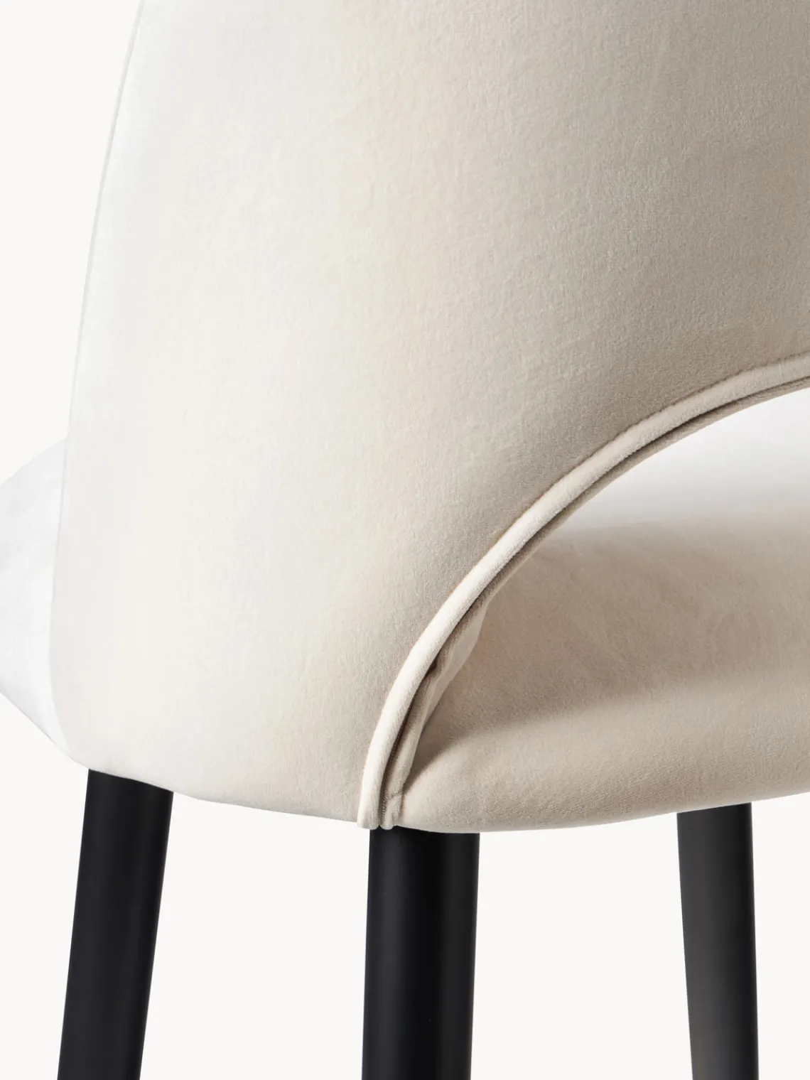 Taburetes Altos|Sillas>Westwing Collection Taburete alto de terciopelo Rachel Terciopelo blanco crema, negro mate