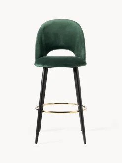 Taburetes Altos|Sillas></noscript>Westwing Collection Taburete alto de terciopelo Rachel Terciopelo verde oscuro, negro mate