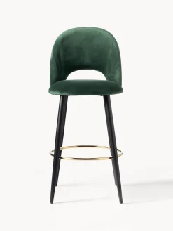 Taburetes Altos|Sillas></noscript>Westwing Collection Taburete alto de terciopelo Rachel Terciopelo verde oscuro, negro mate