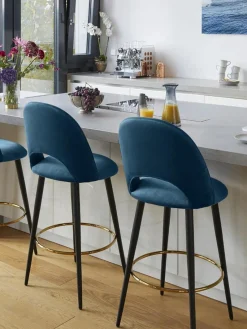 Clearance Taburete alto de terciopelo Rachel Taburetes Altos|Sillas