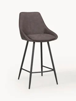 Taburetes Altos|Sillas>Rowico Home Taburete alto de terciopelo Sierra Terciopelo gris pardo, negro