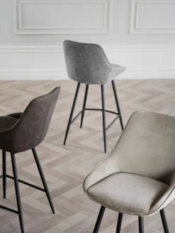 Taburetes Altos|Sillas>Rowico Home Taburete alto de terciopelo Sierra Terciopelo gris pardo, negro