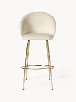 Taburetes Altos|Sillas></noscript>Westwing Collection Taburete alto de terciopelo Luisa Terciopelo blanco crema, dorado brillante