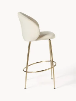 Taburetes Altos|Sillas></noscript>Westwing Collection Taburete alto de terciopelo Luisa Terciopelo blanco crema, dorado brillante