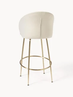Taburetes Altos|Sillas></noscript>Westwing Collection Taburete alto de terciopelo Luisa Terciopelo blanco crema, dorado brillante