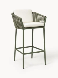 Sillas De Jardín|Sillas De Jardí­N>Westwing Collection Taburete alto para exterior Malo Off White, verde oliva