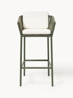 Sillas De Jardín|Sillas De Jardí­N>Westwing Collection Taburete alto para exterior Malo Off White, verde oliva