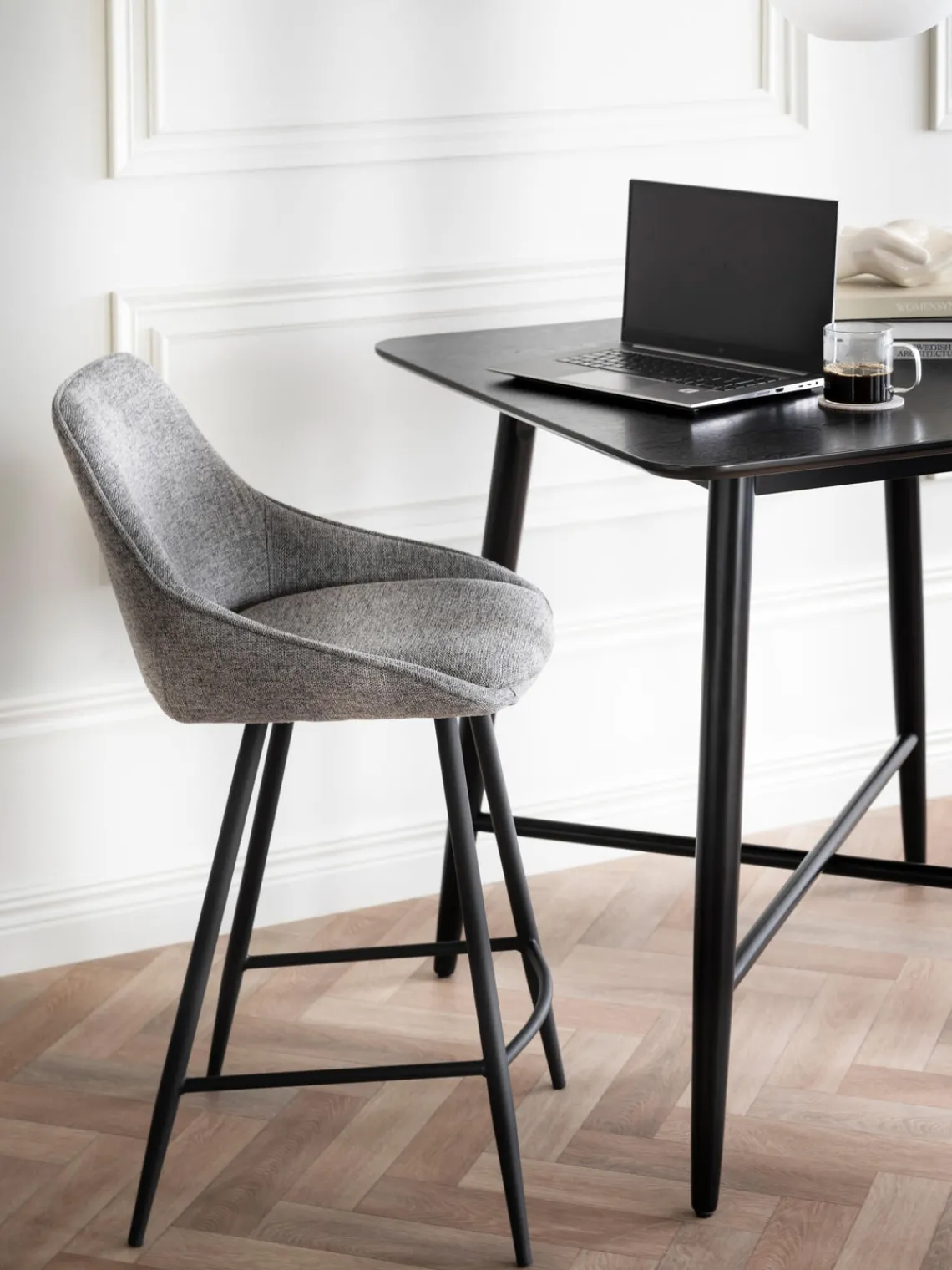 Taburetes Altos|Sillas>Rowico Home Taburete alto Sierra Tejido gris claro, negro