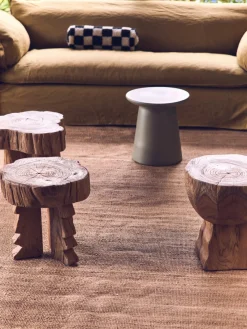 Pufs Y Otomanos|Pufs Y Otomanos></noscript>HKLIVING Taburete artesanal de madera de teca Carved