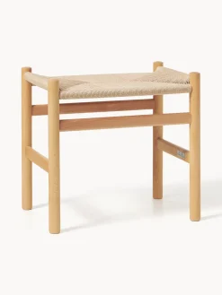 Pufs Y Otomanos|Pufs Y Otomanos>Carl Hansen & Søn Taburete con asiento tejido a mano CH53 Madera de haya barnizada, beige claro