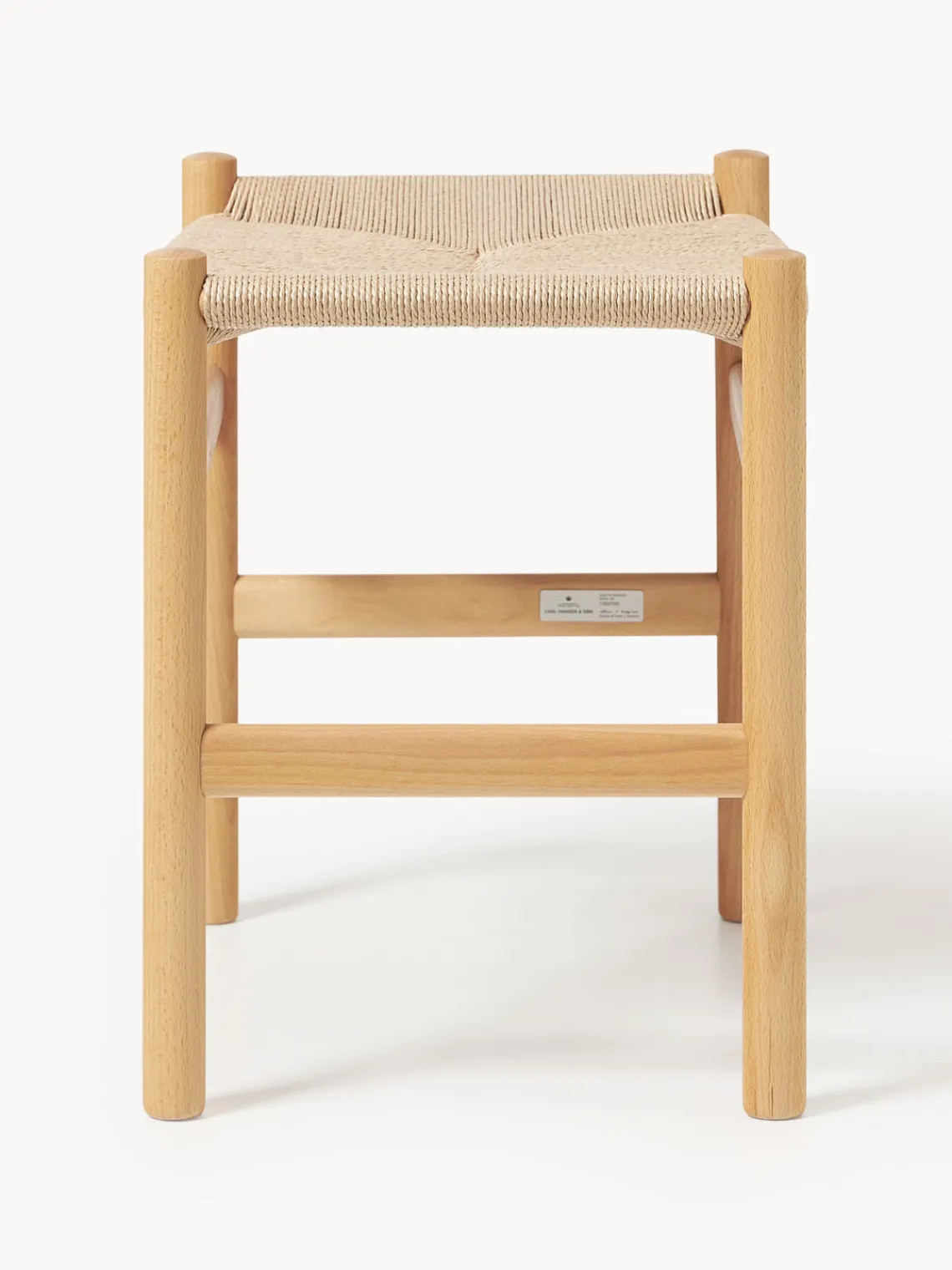 Pufs Y Otomanos|Pufs Y Otomanos>Carl Hansen & Søn Taburete con asiento tejido a mano CH53 Madera de haya barnizada, beige claro