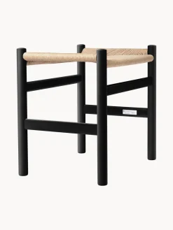Pufs Y Otomanos|Pufs Y Otomanos>Carl Hansen & Søn Taburete con asiento tejido a mano CH53 Madera de haya pintada en negro, beige claro