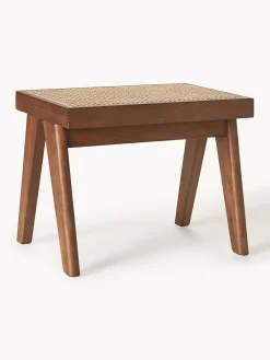 Pufs Y Otomanos|Pufs Y Otomanos>Westwing Collection Taburete con tejido vienés Sissi Madera de roble oscura, beige claro