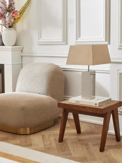 Pufs Y Otomanos|Pufs Y Otomanos>Westwing Collection Taburete con tejido vienés Sissi Madera de roble oscura, beige claro