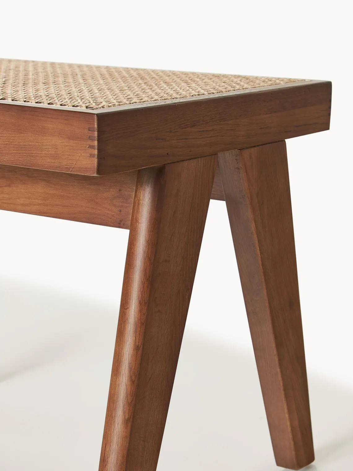 Pufs Y Otomanos|Pufs Y Otomanos>Westwing Collection Taburete con tejido vienés Sissi Madera de roble oscura, beige claro