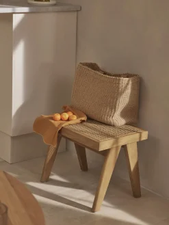 Pufs Y Otomanos|Pufs Y Otomanos>Westwing Collection Taburete con tejido vienés Sissi Madera de roble clara, beige claro