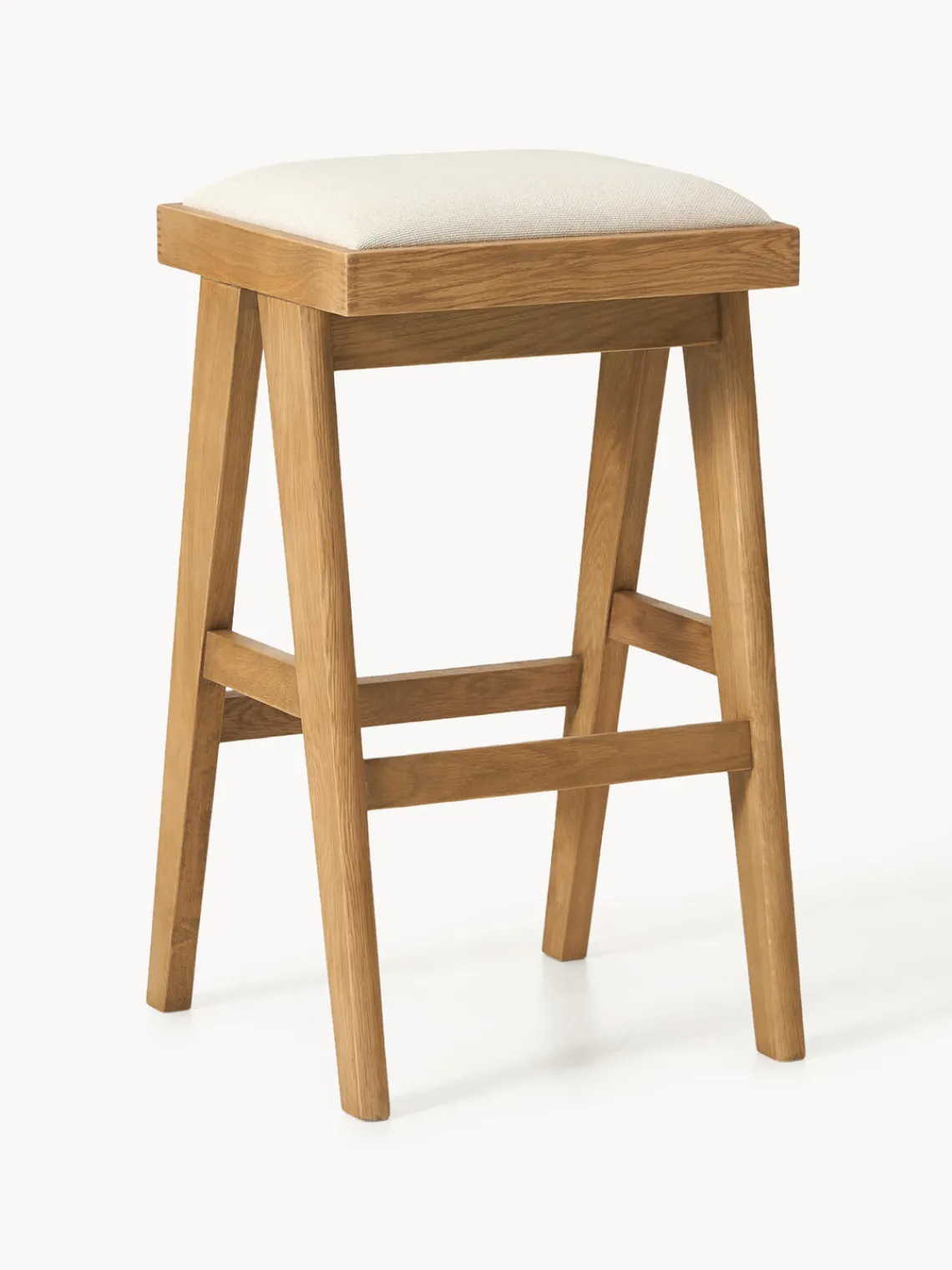 Taburetes Altos|Sillas>Westwing Collection Taburete de bar con acolchado Sissi Tejido blanco crema, madera de roble clara