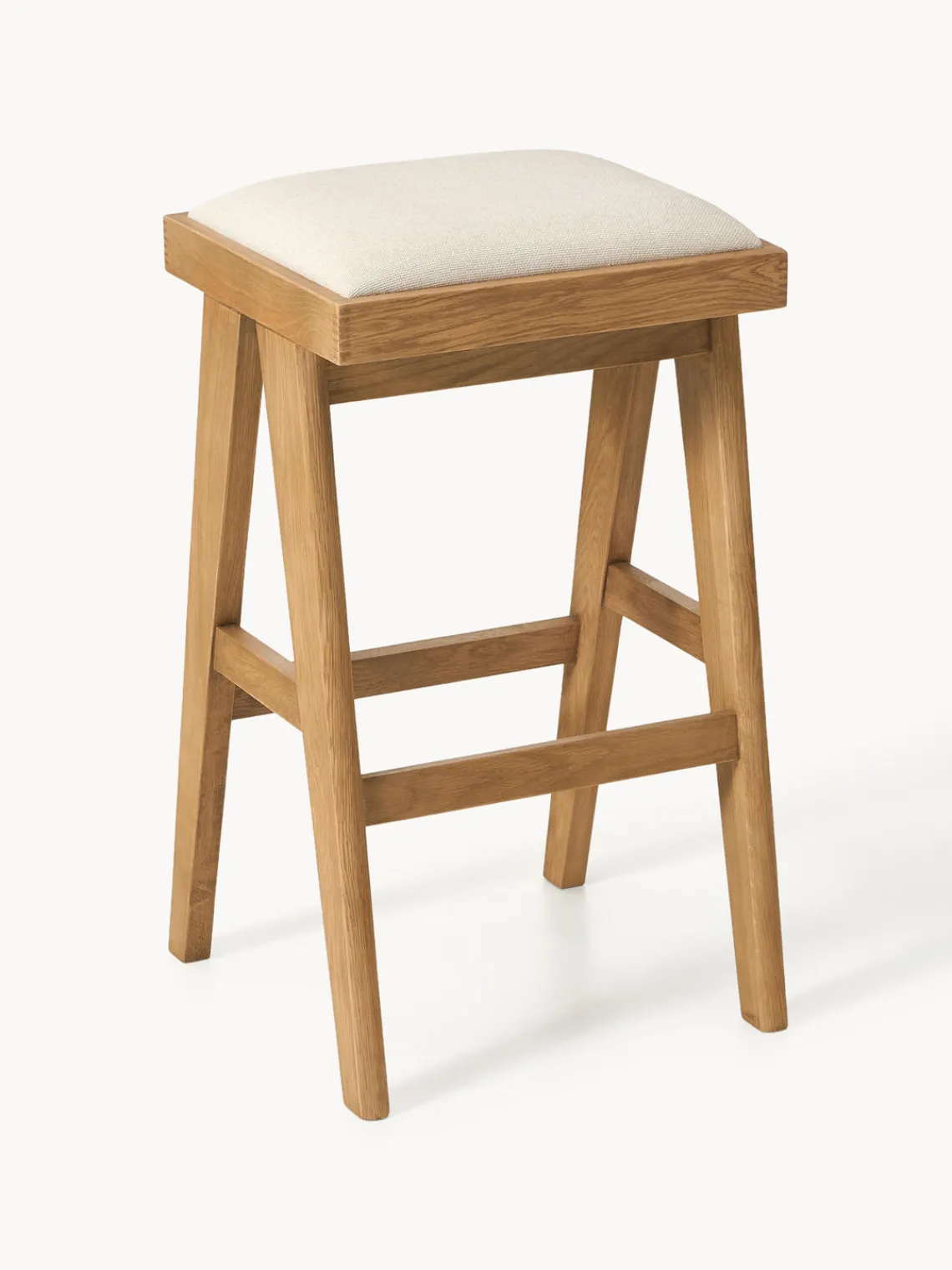 Taburetes Altos|Sillas>Westwing Collection Taburete de bar con acolchado Sissi Tejido blanco crema, madera de roble clara