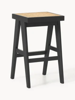 Taburetes Altos|Sillas>Westwing Collection Taburete de bar con tejido vienés Sissi Negro, beige claro