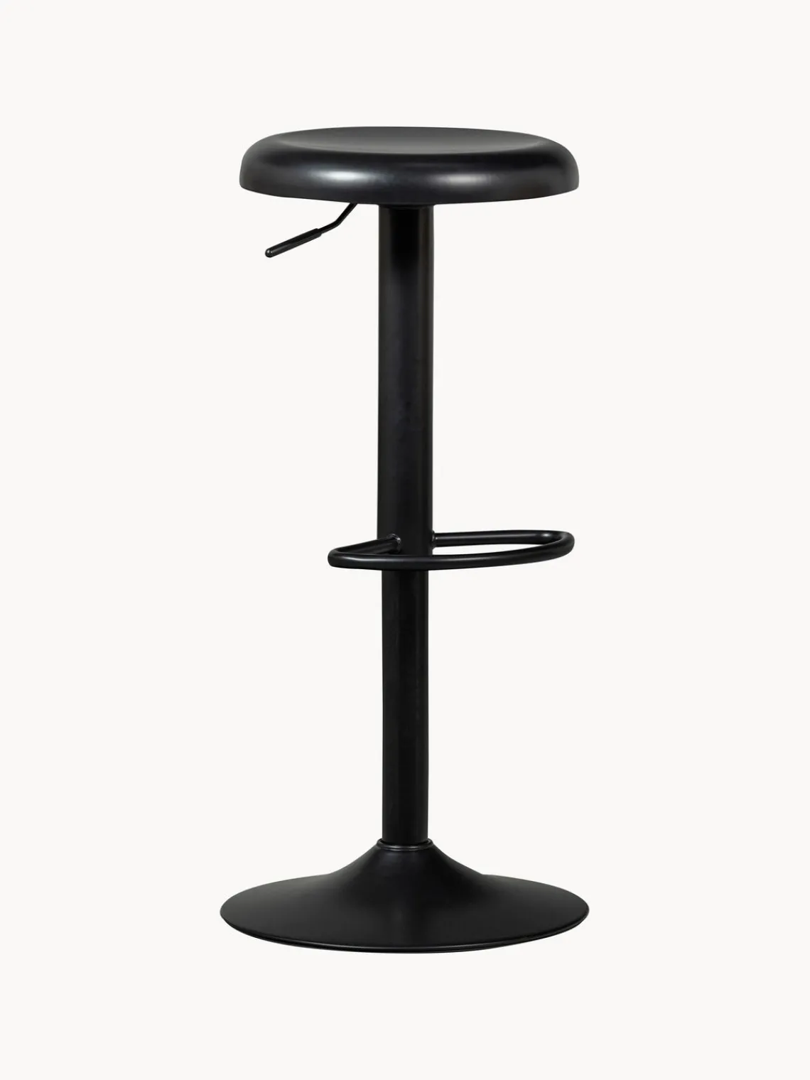 Taburetes Altos|Sillas> Taburete de bar de metal Isaac, regulable en altura Negro