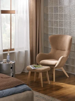 Pufs Y Otomanos|Pufs Y Otomanos>Westwing Collection Taburete de borreguillo Wing Borreguillo beige, madera de abedul