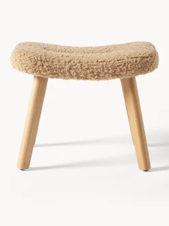 Pufs Y Otomanos|Pufs Y Otomanos></noscript>Westwing Collection Taburete de borreguillo Wing Borreguillo beige, madera de abedul
