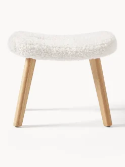 Pufs Y Otomanos|Pufs Y Otomanos></noscript>Westwing Collection Taburete de borreguillo Wing Borreguillo blanco crema, madera de abedul