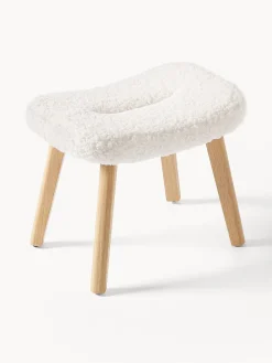 Pufs Y Otomanos|Pufs Y Otomanos></noscript>Westwing Collection Taburete de borreguillo Wing Borreguillo blanco crema, madera de abedul