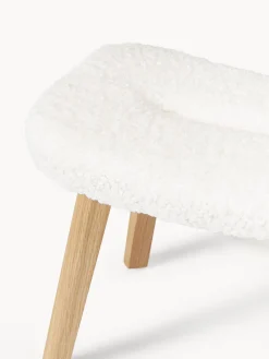 Pufs Y Otomanos|Pufs Y Otomanos></noscript>Westwing Collection Taburete de borreguillo Wing Borreguillo blanco crema, madera de abedul
