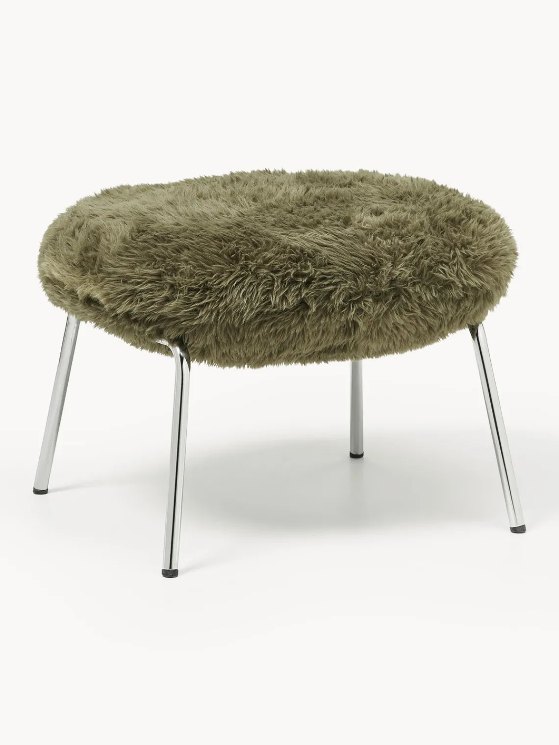 Pufs Y Otomanos|Pufs Y Otomanos>Westwing Collection Taburete de cuero sintético con patas de metal Luan Cuero sintético verde oliva, plateado