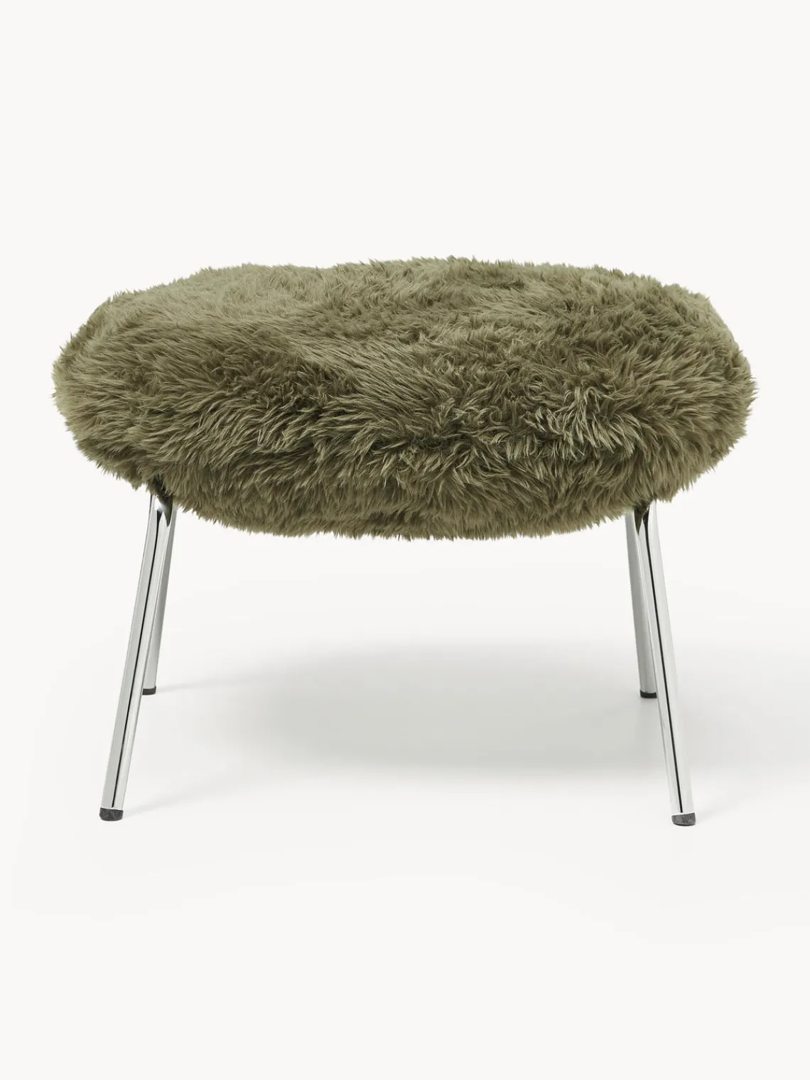 Pufs Y Otomanos|Pufs Y Otomanos>Westwing Collection Taburete de cuero sintético con patas de metal Luan Cuero sintético verde oliva, plateado