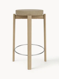 Outlet Taburete de madera de roble en tejido bouclé Passage Pufs Y Otomanos|Pufs Y Otomanos