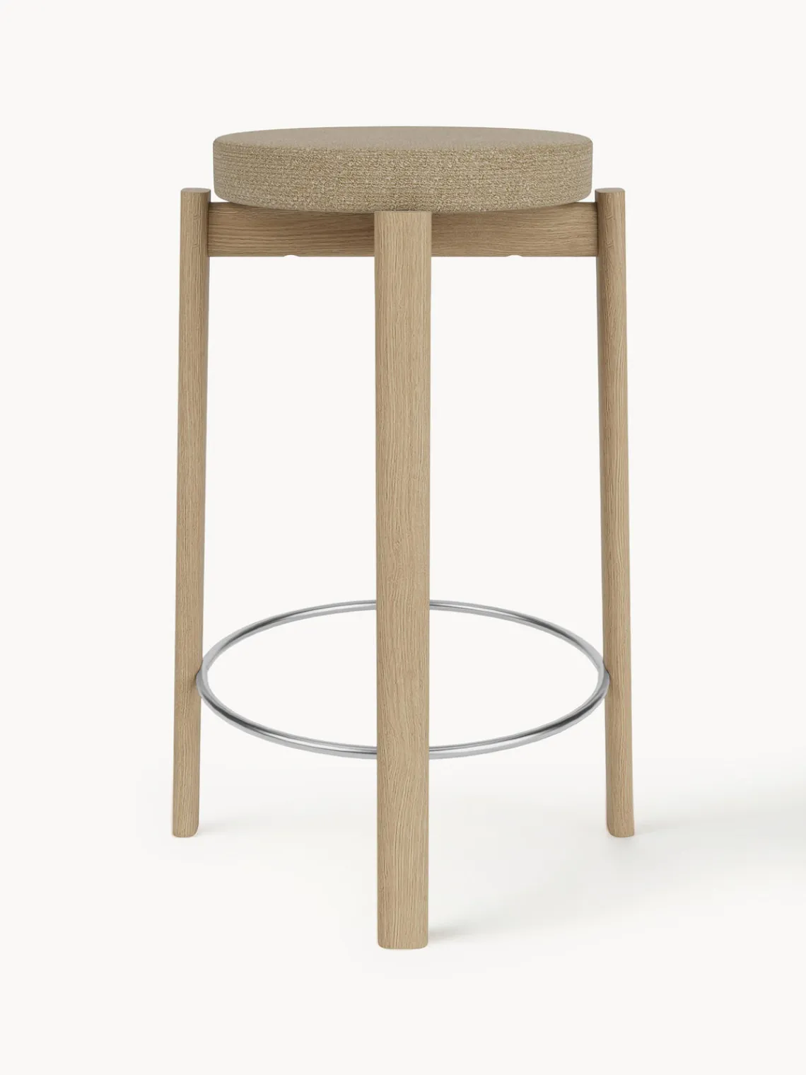 Outlet Taburete de madera de roble en tejido bouclé Passage Pufs Y Otomanos|Pufs Y Otomanos