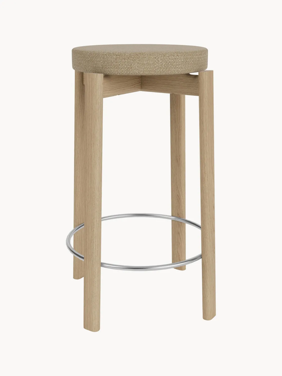 Outlet Taburete de madera de roble en tejido bouclé Passage Pufs Y Otomanos|Pufs Y Otomanos