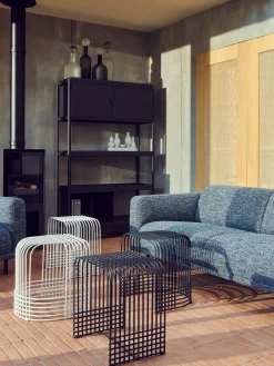 Pufs Y Otomanos|Mesas Auxiliares>POLSPOTTEN Taburete de metal artesanal Drop Blanco mate