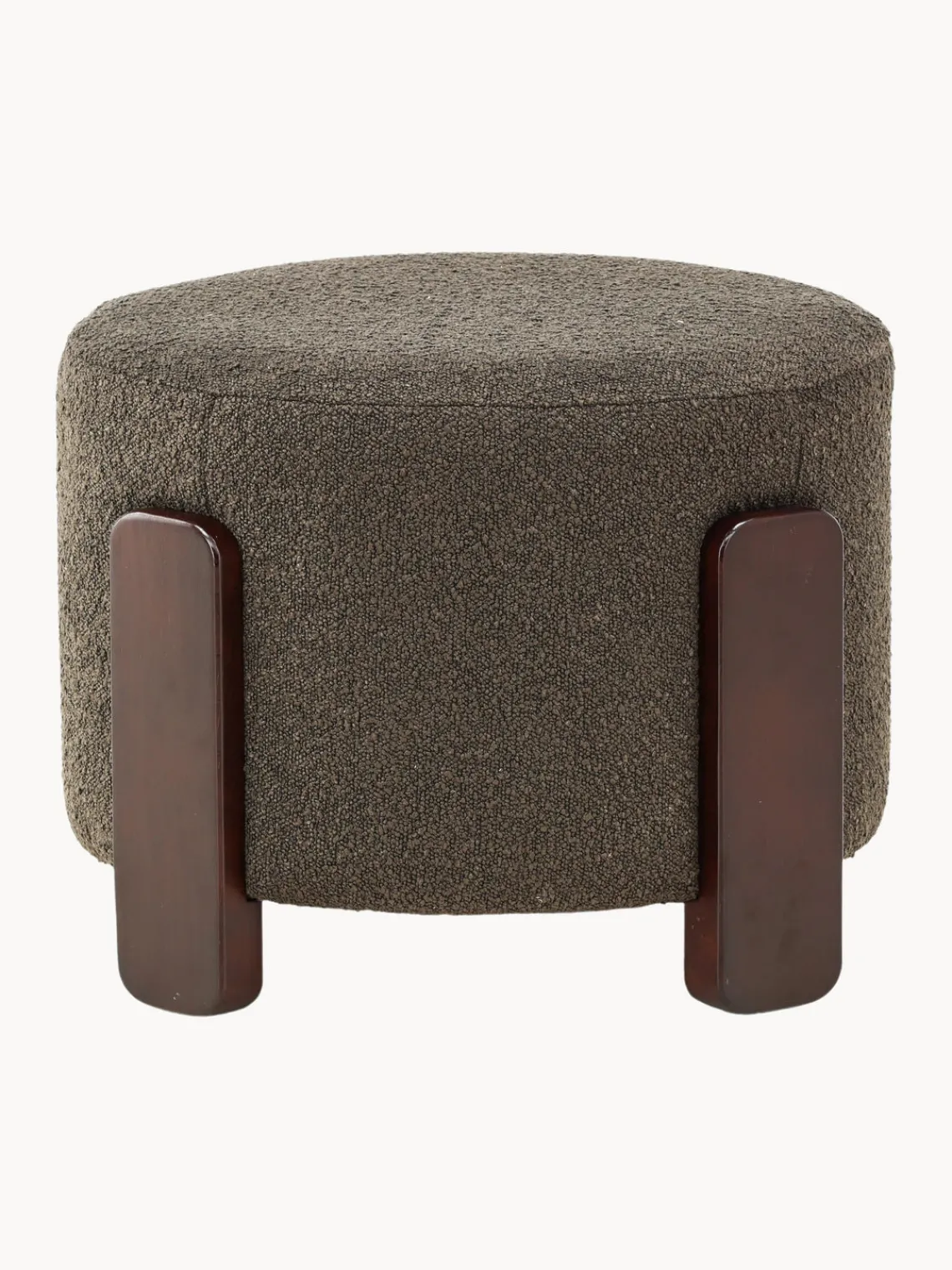 Pufs Y Otomanos|Pufs Y Otomanos>Venture Design Taburete de tejido bouclé con patas de madera Coffey Bouclé verde oliva, madera de caucho lacada en marrón oscuro