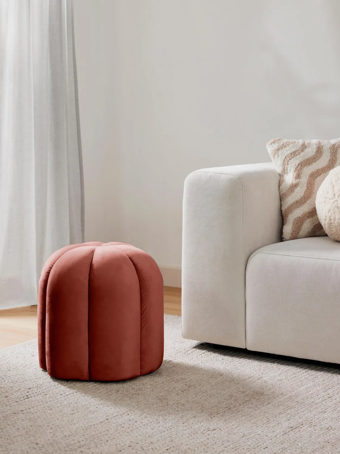 Pufs Y Otomanos|Pufs Y Otomanos>Westwing Collection Taburete de terciopelo Cali Terciopelo terracota