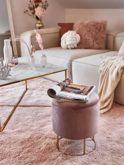 Pufs Y Otomanos|Pufs Y Otomanos>Bizzotto Taburete de terciopelo con espacio de almacenamiento Polina Terciopelo rosa claro