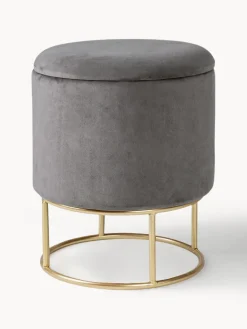 Pufs Y Otomanos|Pufs Y Otomanos>Bizzotto Taburete de terciopelo con espacio de almacenamiento Polina Terciopelo gris oscuro