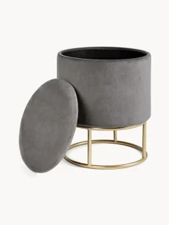 Pufs Y Otomanos|Pufs Y Otomanos>Bizzotto Taburete de terciopelo con espacio de almacenamiento Polina Terciopelo gris oscuro