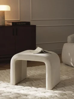 Pufs Y Otomanos|Pufs Y Otomanos>Westwing Collection Taburete de terciopelo Penelope Terciopelo blanco crema