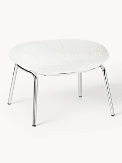 Taburete en tejido bouclé con patas de metal Luan Pufs Y Otomanos|Pufs Y Otomanos