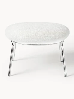 Taburete en tejido bouclé con patas de metal Luan Pufs Y Otomanos|Pufs Y Otomanos