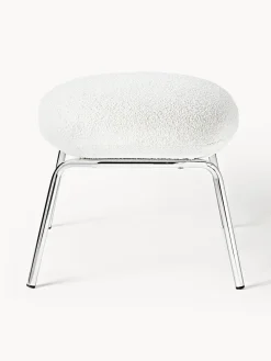 Taburete en tejido bouclé con patas de metal Luan Pufs Y Otomanos|Pufs Y Otomanos