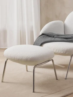 Taburete en tejido bouclé con patas de metal Luan Pufs Y Otomanos|Pufs Y Otomanos