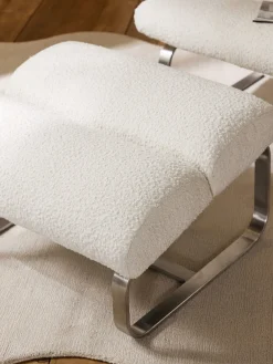 Taburete en tejido bouclé Pavlos Sillones Pequeños|Sillones