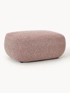 Reposapiés|Sofás>Westwing Collection Taburete en tejido bouclé Sofia Bouclé jaspeado, rojo óxido