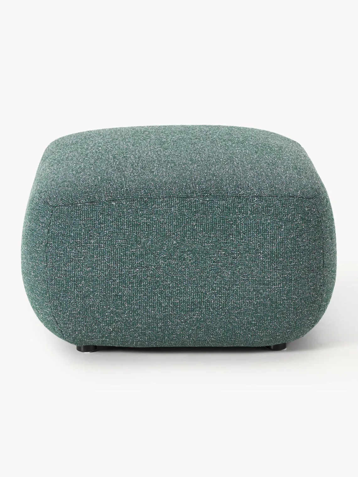 Reposapiés|Sofás>Westwing Collection Taburete en tejido bouclé Sofia Bouclé jaspeado, azul petróleo